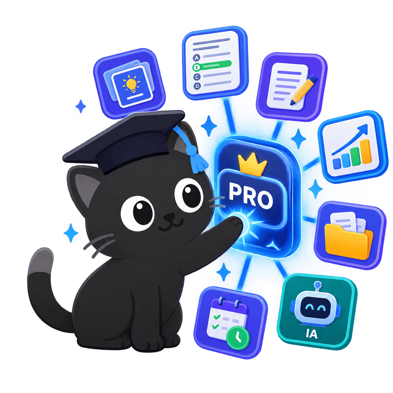 Mascote ativando os recursos do CatClass Pro